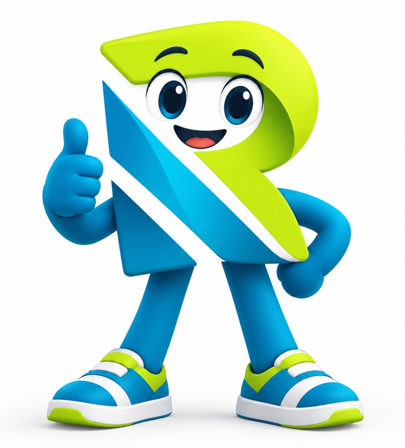 RSP's R mascot giving a thumbs up